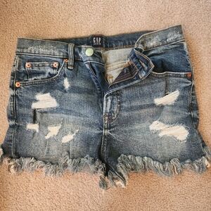 GAP Women's Distressed Blue Denim Shorts
